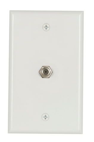 Wallplate with Coaxial Adapter, 4-1/2 in L, 2-3/4 in W, 1 -Gang, Thermoplastic, White - Retail $6.78