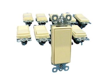 10 Pass &amp; Seymour Ivory Decorator Rocker Wall Light Switches 3-Way 15A TM873-I - Retail $29.99
