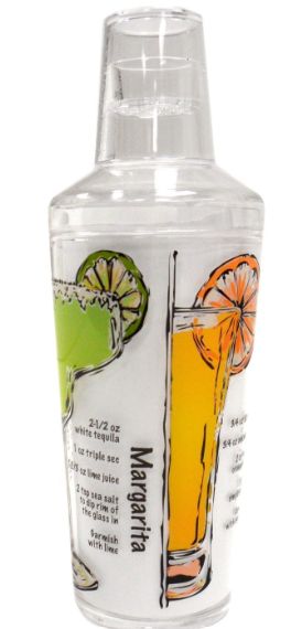 Norpro Sunrise 18oz Acrylic Cocktail Martini Shaker W/ Strainer &amp; 2oz Shot Glass - Retail $26.99