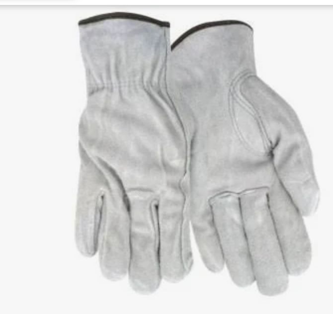 Work gloves Leather Palm Work Gloves Cowhide Leather Suede Finish, Retail $3.50$, Size: M