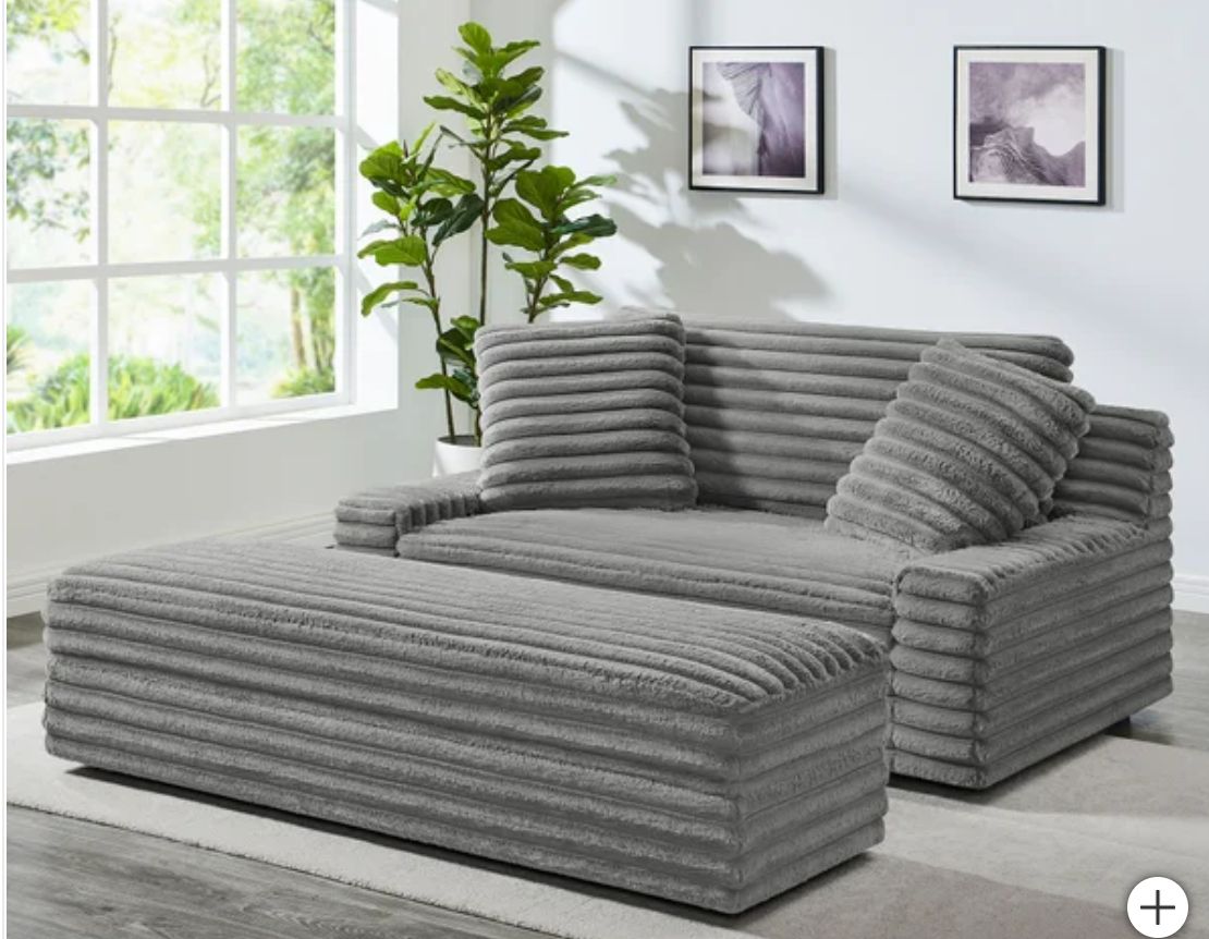 Thomasville Wills Fabric Oversize Chair and Storage Ottoman, Retail $699.99