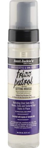 Aunt Jackie&#39;s Grapeseed Frizz Patrol Anti-Poof Twist &amp; Curl Setting Mousse - 8.5 Fl Oz - Retail $8.69