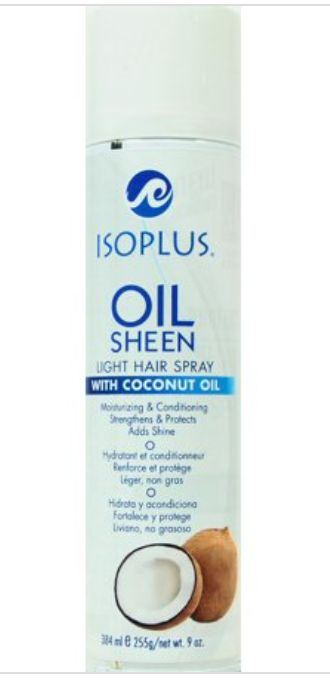 Isoplus Coconut Oil Sheen Light Hair Spray 9 Oz.-Retail-$ 5.50