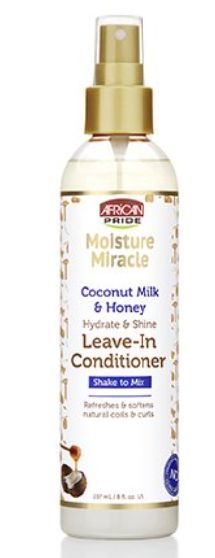 African Pride Moisture Miracle Leave-in Cond Spray Hydrate &amp; Shine 8 Oz. Moisturizing Unisex - Retail $8.12