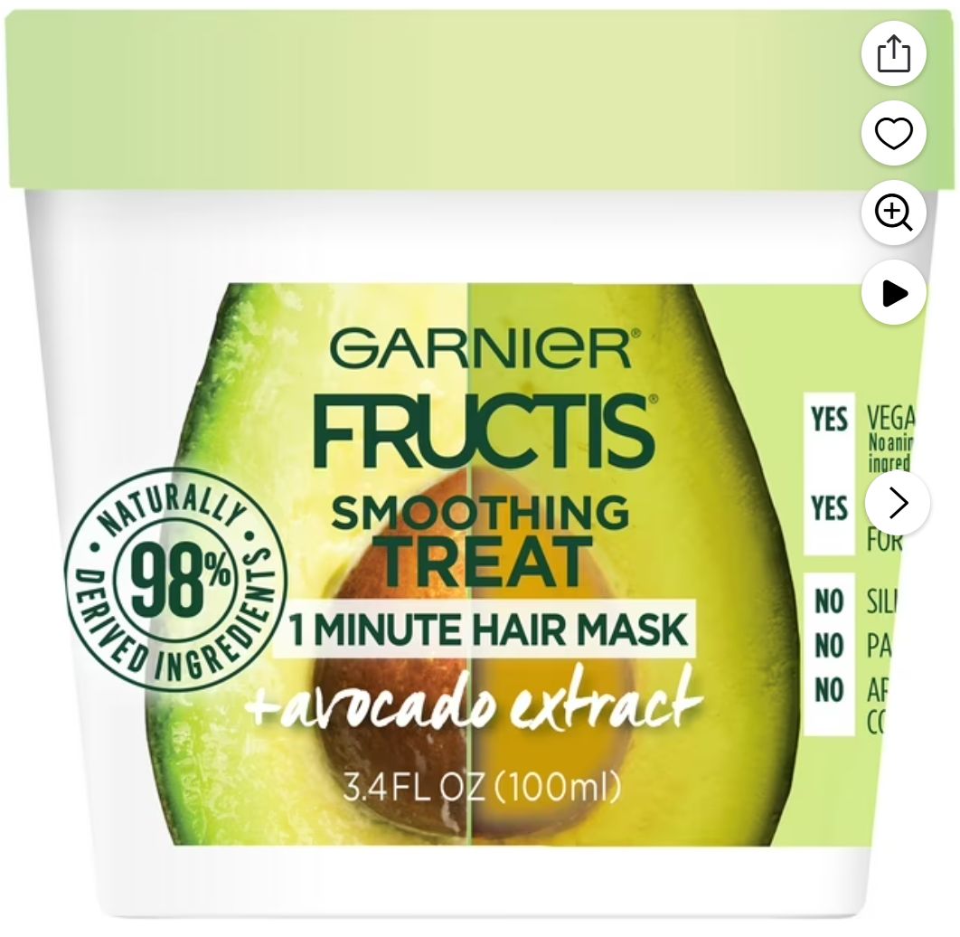 Garnier Fructis Smoothing Straightening Treat 1 Minute Hair Mask, Avocado Extract, All Hair Types, 3.4 oz. - Retail $14.98, type: Garnier Fructis Smoothing Straightening Treat 1 Minute Hair Mask, Avocado Extract