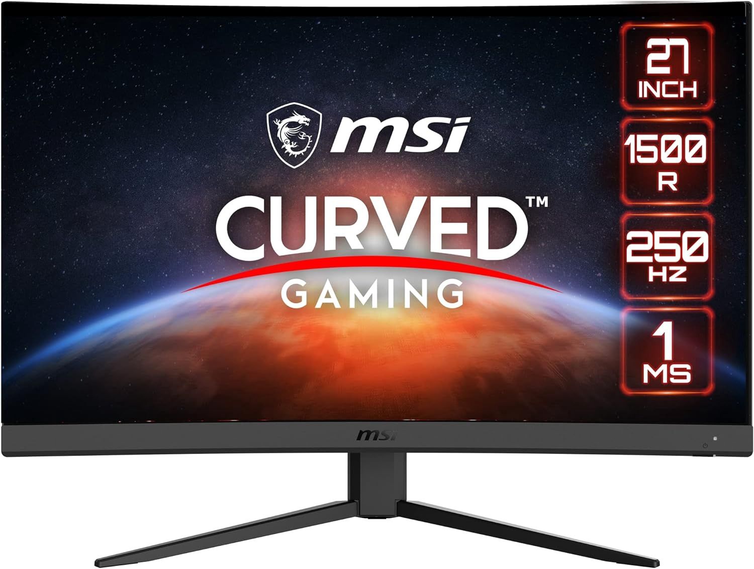 MSI G27C4X 27&quot; Curved Gaming Monitor, 1920 x 1080 (FHD), 1ms, 250Hz, FreeSync, HDMI, DisplayPort, Anti-Flicker, Anti-Glare, HDR Ready,Black - Retail $164.99