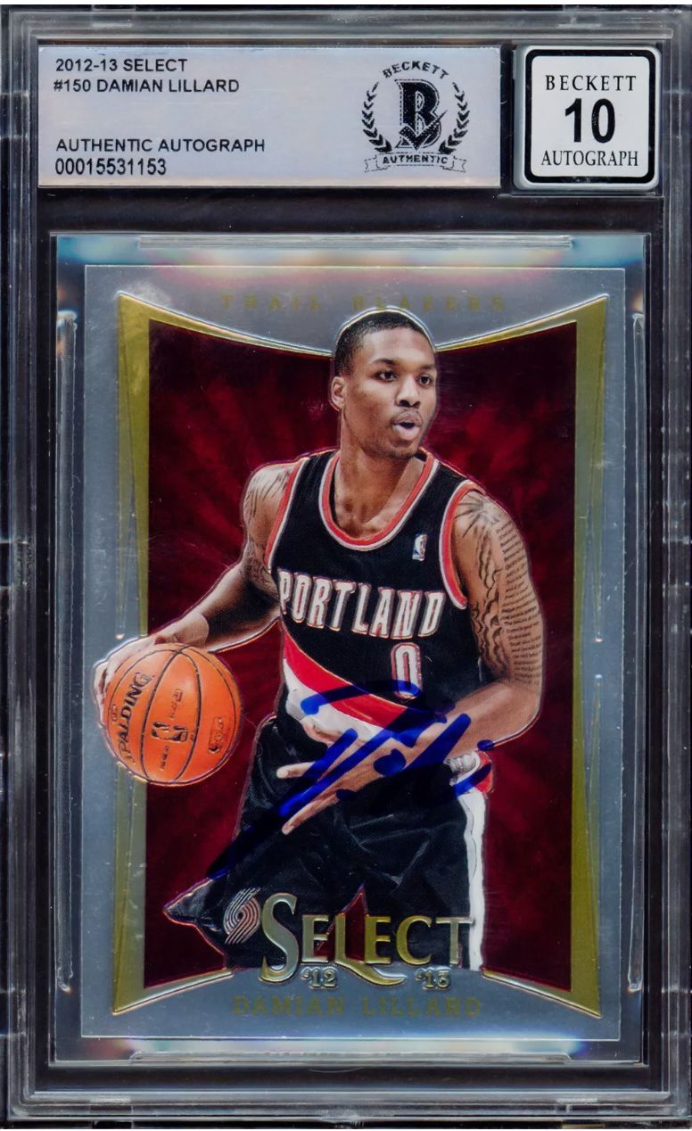 Sport Card Damian Lillard Autographed 2012-13 Panini Select Rookie Card, Retail $349.00