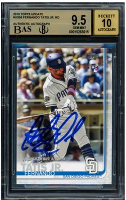 Fernando Tatis Jr Autographed 2019 Topps Update Rookie Card #US56 San Diego Padres - Beckett Authenticated