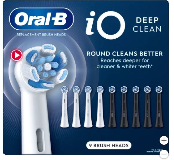 Oral-B iO Deep Clean Replacement Toothbrush Head, 9-count - REAIL - $54.99