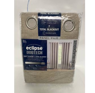 Eclipse Duotech Total Blackout Draft Stopper Panel Pair Maddox Linen 52 X 84 - RETAIL - $ 40.80