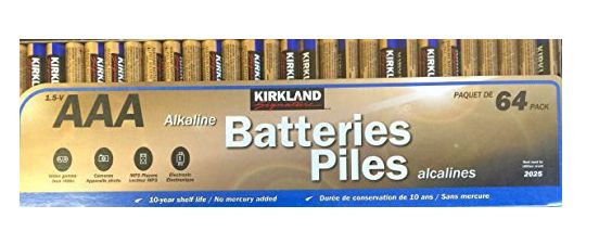 Kirkland AAA Alkaline Batteries 1.5 V - 64 Count-Retail-$ 28.95