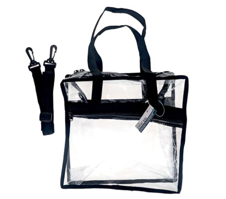 Clear PVC Event Bag with Handles and Shoulder Strap, 30x30x15cm, 3mm Thickness - Retail $12.99