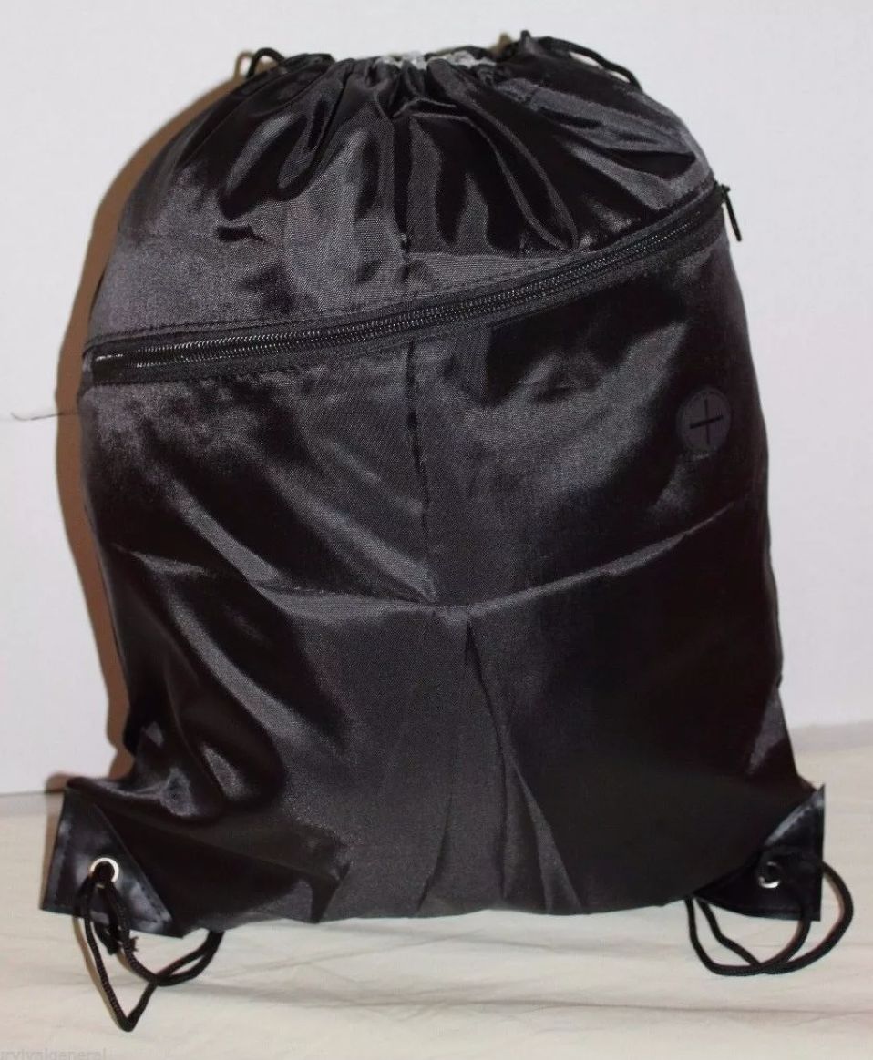 Drawstring Black Children&#39;s Gym Tote Bag School Sport Pack Survival Backpack - Retail $7.99