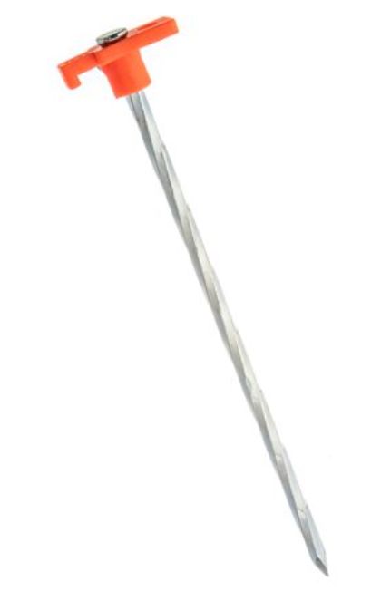 Heavy Duty Tent Stake Twisted Peg Nail Head 10 Solid Steel Orange - Retail $7.99