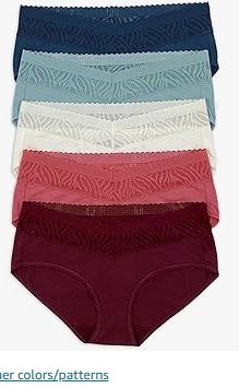 Felina - Stay In Place Hipster Underwear 5-Pack - Breathable Cotton Modal Panties Mid-Rise No-Dig Comfort-Retail- $ 40.00