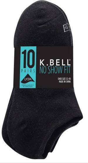 K.Bell 10 pk No Show Fit Women&#39;s Socks-Retail- $ 9.99