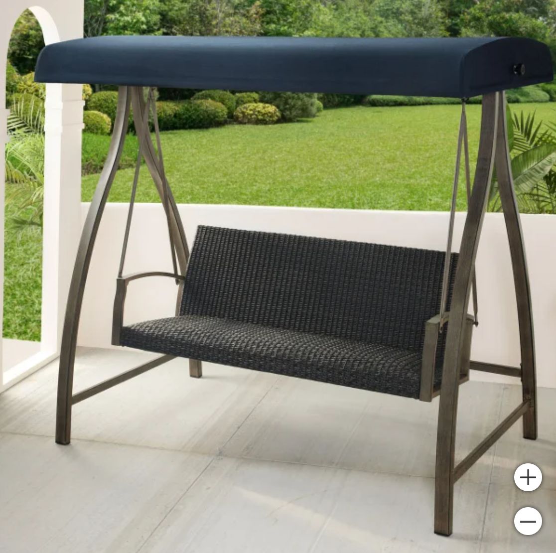 Agio Cameron Woven Patio Swing with Fabric Canopy - Retail $649.99