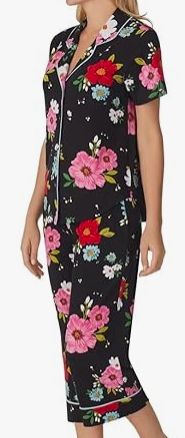 Room Service Womens 2-Piece Lightweight Short Sleeve Notch Collar Crop Pants Pajama Set-Retail- $ 34.94
