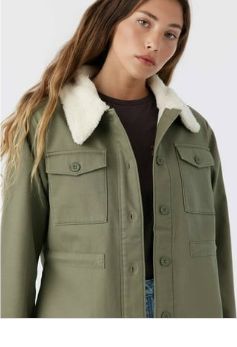 NEW Hang Ten Women S Utility Fleece Lined Jacket Plush Collar Rust- Size XL-Retail-$ 39.99