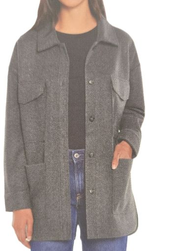 Banana Republic Ladies&#39; Structured 4 Pocket Button Shacket Oversize Shirt Jacket | Gray-A-M-Retail-$ 40.00