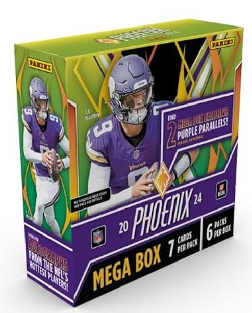 2024-25 Panini Phoenix NFL Football Mega Box Retail Exclusive, 42 Cards, Color Blast Parallels, Rookie Cards, Official Trading Cards, type: Mega Box