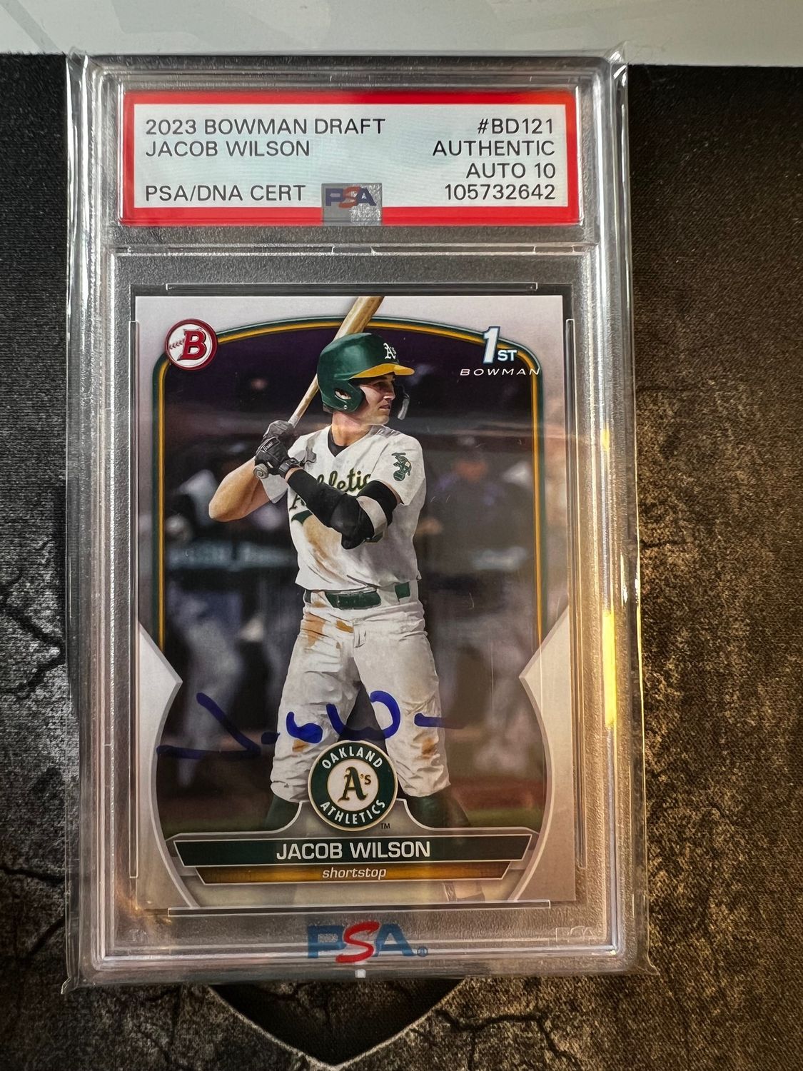 Jacob Wilson Signed 2023 Bowman Draft Card AUTO Oakland PSA/DNA Authentic