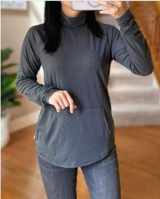 Eddie Bauer Ladies Mock Turtle Neck - Retail $13.99, COLOR: Charcoal, Size: Small