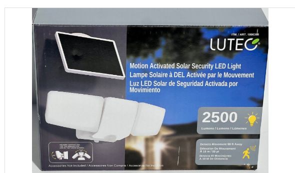 Lutec 2500 Lumen LED Motion Activated Solar Security Light-Retail-$ 27.99
