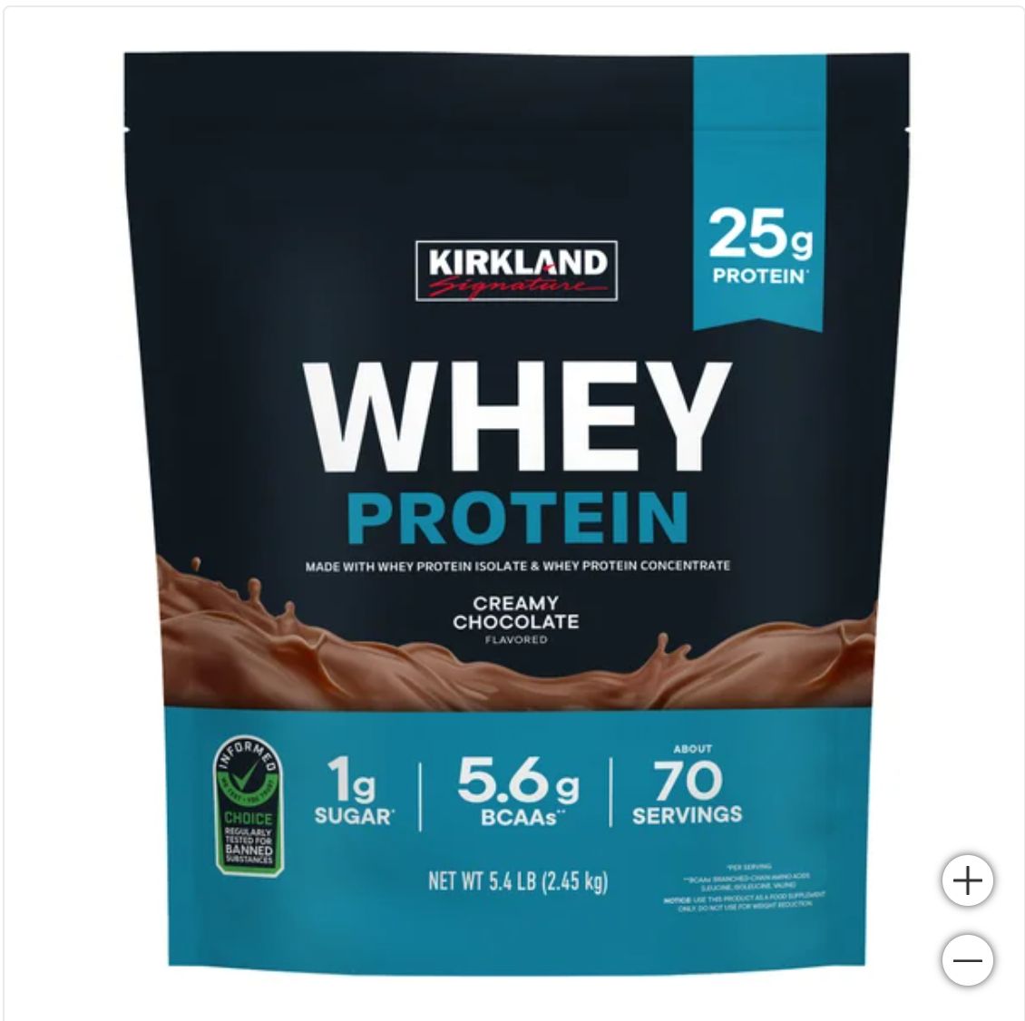 Kirkland Signature Whey Protein, Creamy Chocolate, 5.4lbs - Retail - 54.99