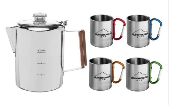 Alpine Mountain Gear 5-piece Stainless Steel Coffee Set-Retail-$ 29.99