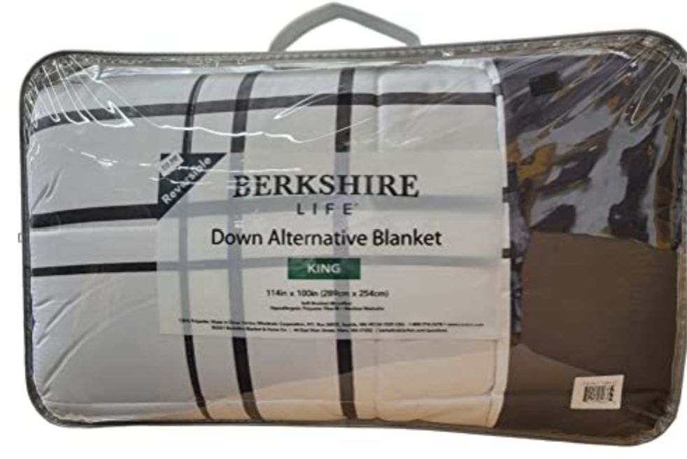 Berkshire Life King Reversible Down Alternative Blanket Dark Gray