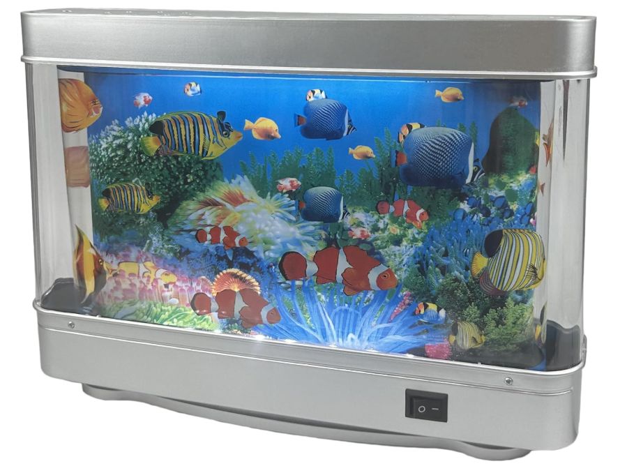 Fake Fish Tank Mini Aquarium,Tropical , Motion Lamp Night Light with Moving Fish,Gift for Kids(US Plug)-Retail-$ 24.99