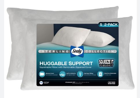 Sealy Sterling Huggable Pillow Standard, 2-pack Retail $19.99