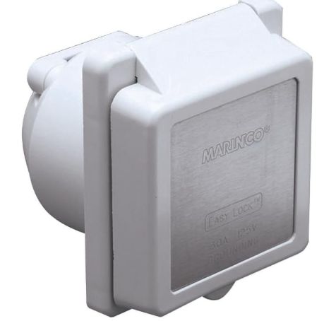 Marinco 301EL-B Park Power Inlet, 30 Amp 125 Volt, White RV Boat Marine Trailer -Retail $ 64.99