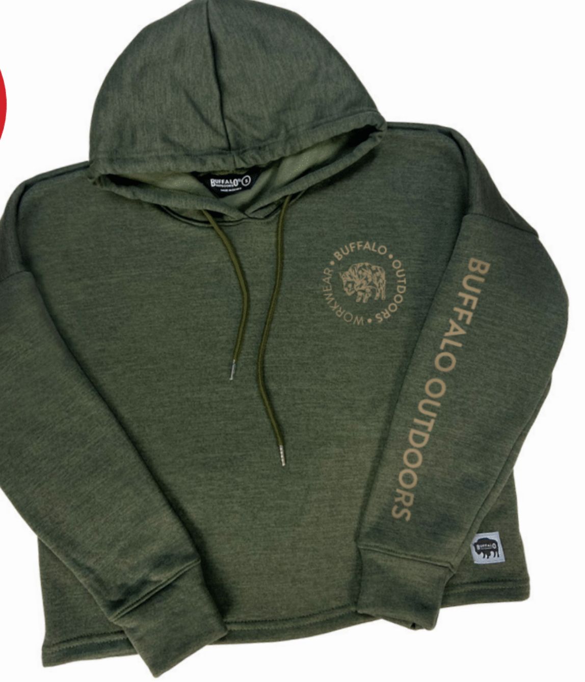 WOMEN’S CROPPED HOODED SWEATSHIRT - Retail $24.99, COLOR: Olive Green, Size: Small
