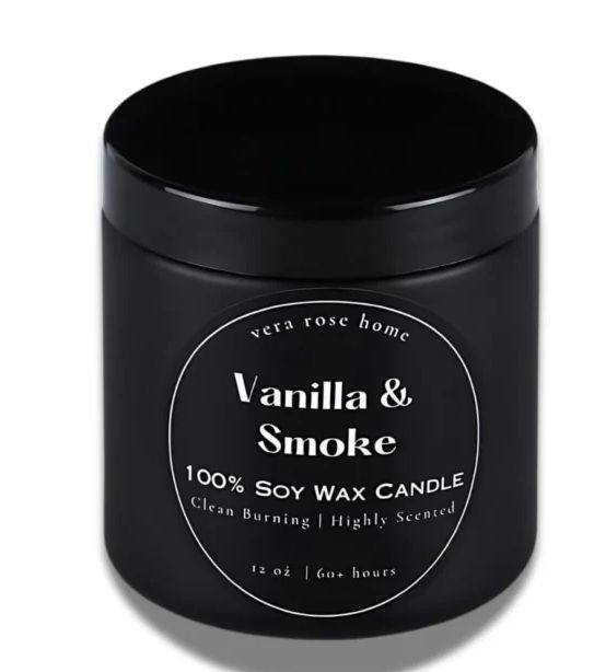 Vera Rose Vanilla Smoke 100% Soy Wax 12oz Candle Non Toxic 12oz-Retail-$ 12.99