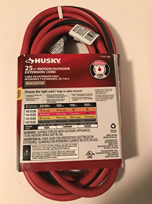25 Ft. 12/3 Gauge Medium Duty Indoor/Outdoor Red and Black Extension Cord