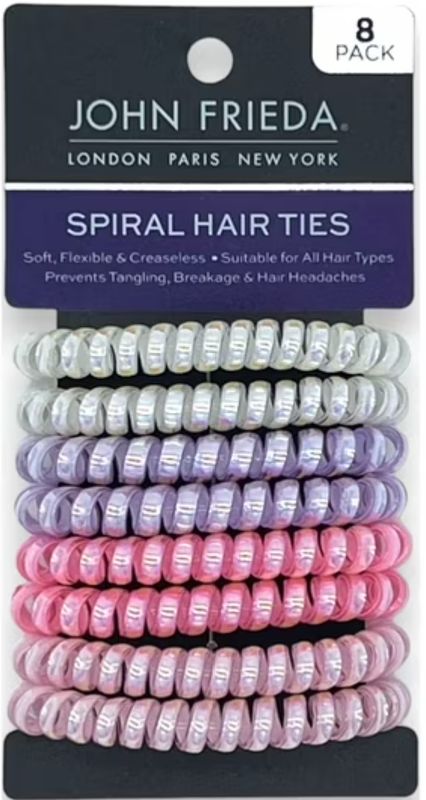 Best Brands Girls John Frieda Spiral Hair Cords Clip for All Hair Types, 8 Piece