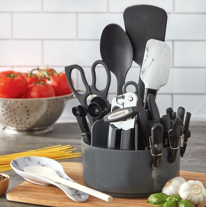 Farberware Professional 18-piece Marble Tool and Gadget Caddy Set