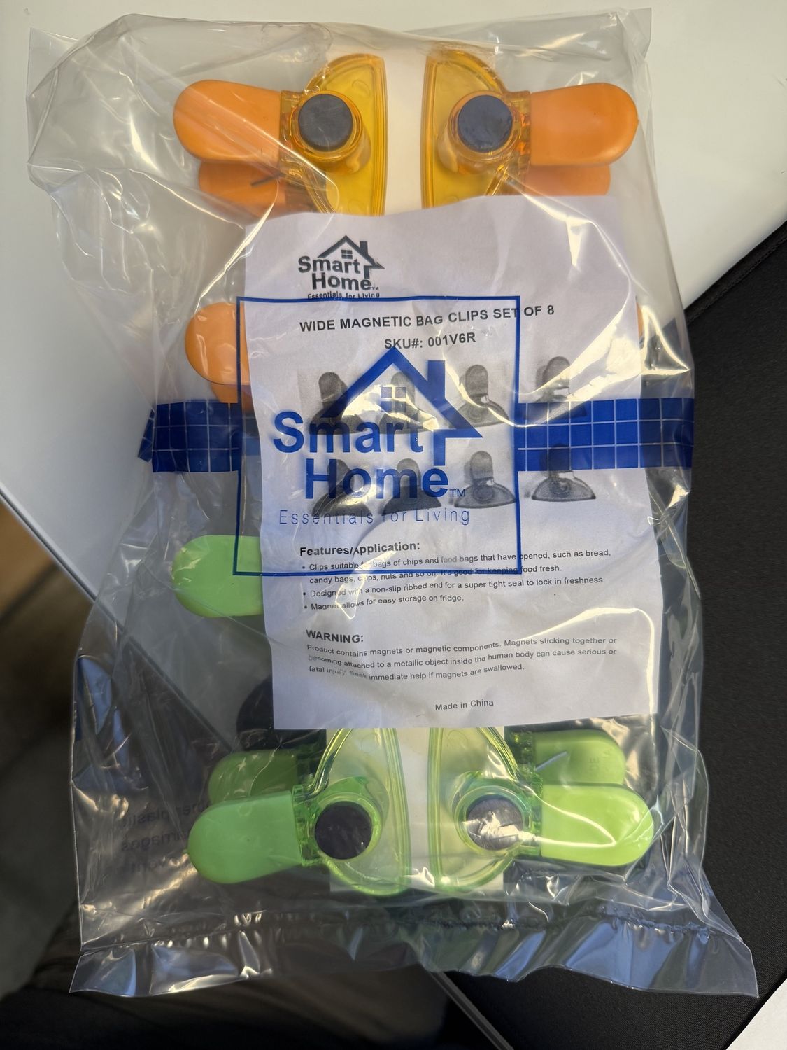 Smart Home Wide Magnetic Bag Clips Set of 8