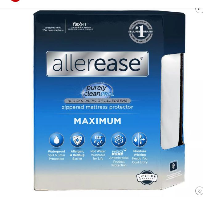 Allerease Queen Naturals Organic Cotton Allergy Mattress Pad-Retail-$
