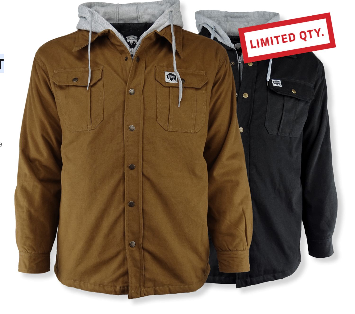 FULL-ZIP CANVAS BUFFALO WORK JACKET - Retail $39.99, COLOR: Black, Size: Large