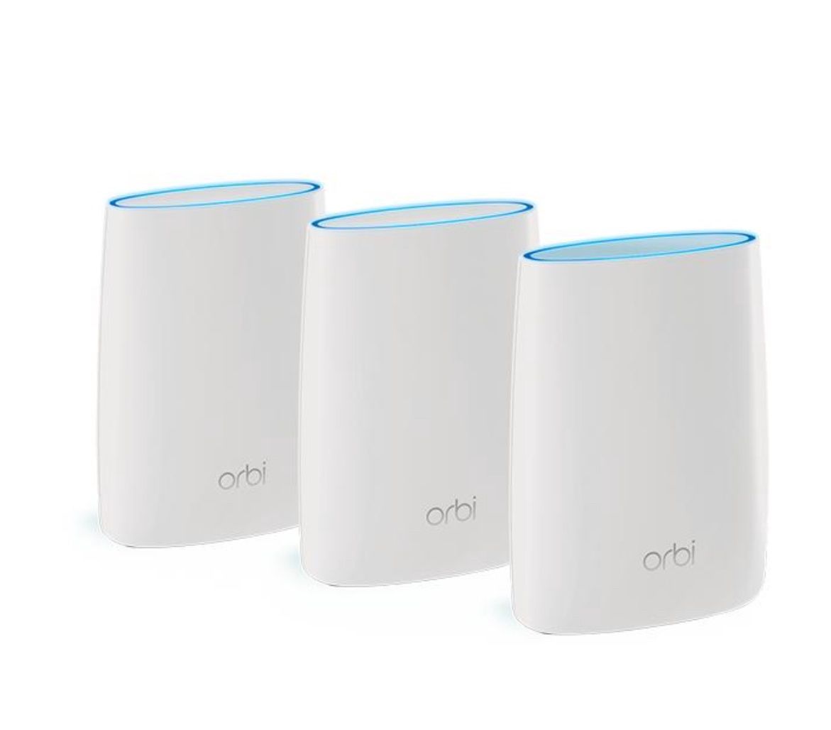 NETGEAR - Orbi AC3000 Mesh WiFi System (RBK53)  Orbi Tri-band Mesh WiFi System, 3Gbps, Router + 2 Satellites - Retail $399.99