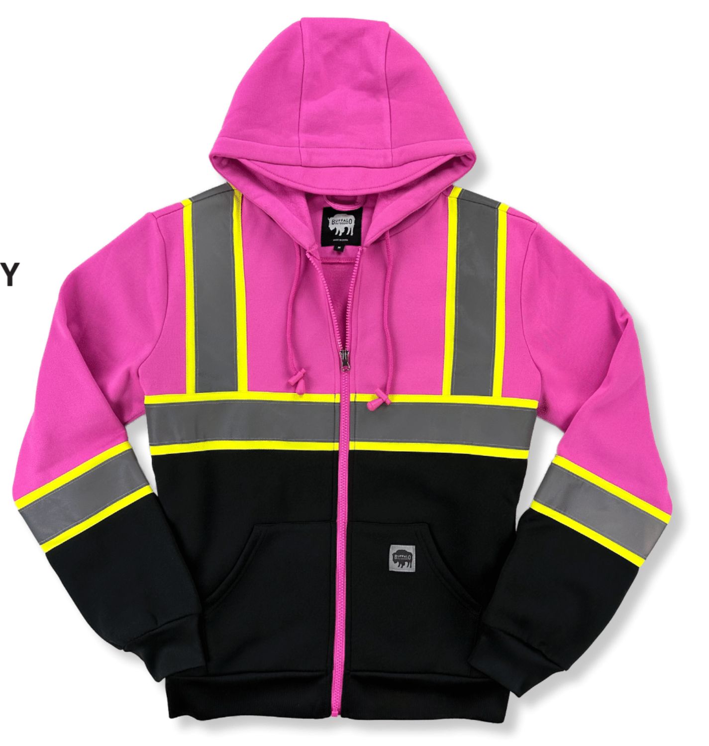 WOMEN’S PINK HI VIS SAFETY HOODED SWEATSHIRT, Size: Small