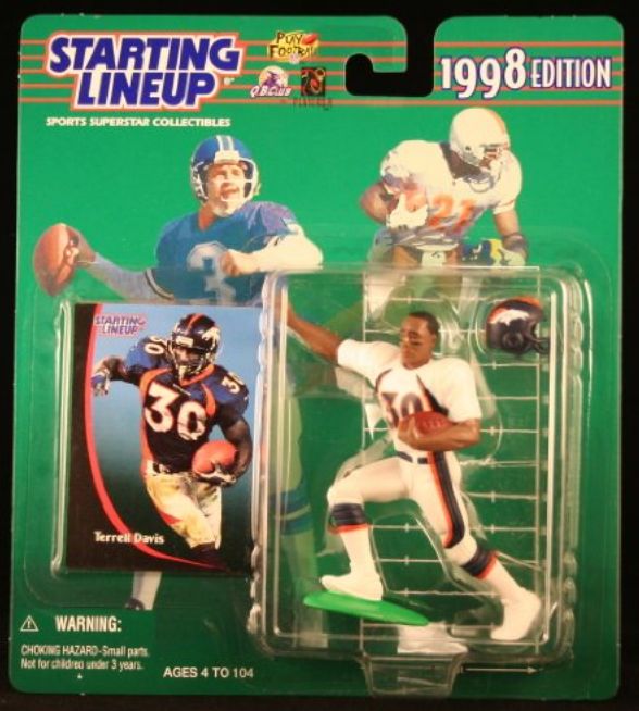 TERRELL DAVIS / DENVER BRONCOS 1998 NFL Starting Lineup Action Figure &amp; Exclusive NFL Collector Trading Card