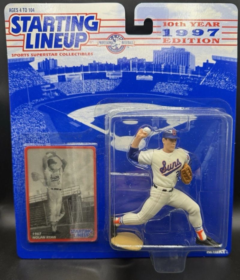 Rare 1997 Nolan Ryan Starting Lineup 1967 Jacksonville Suns w/ Magic Motion Card