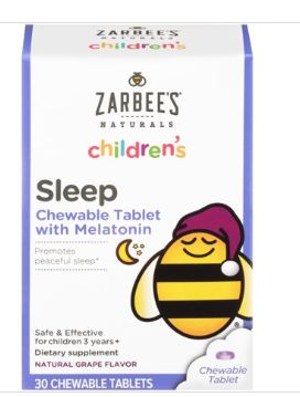 Zarbee&#39;s Children&#39;s Sleep with Melatonin 3+ Years Natural Grape 30 Chewable Tablets-Retail-$ 7.99