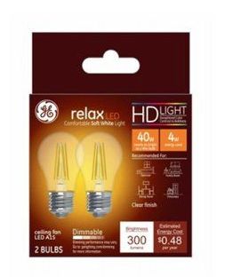 GE Lighting 240202 4W A15 Shape Soft White Light Color Clear Bulb - Pack of 2-Retail-$ 29.73