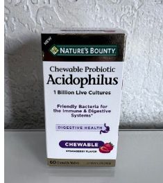 Nature&#39;s Bounty, Chewable Probiotic Acidophilus, Strawberry, 1 Billion, 60 Chewable Wafers-Retail-$ 16.99