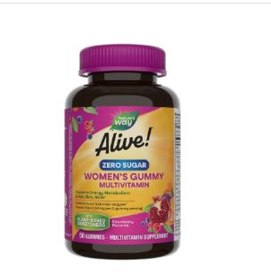 Nature&#39;s Way, Alive! Women&#39;s Gummy Multivitamin, Zero Sugar, Strawberry, 50 Gummies-Retail-$ 12.99